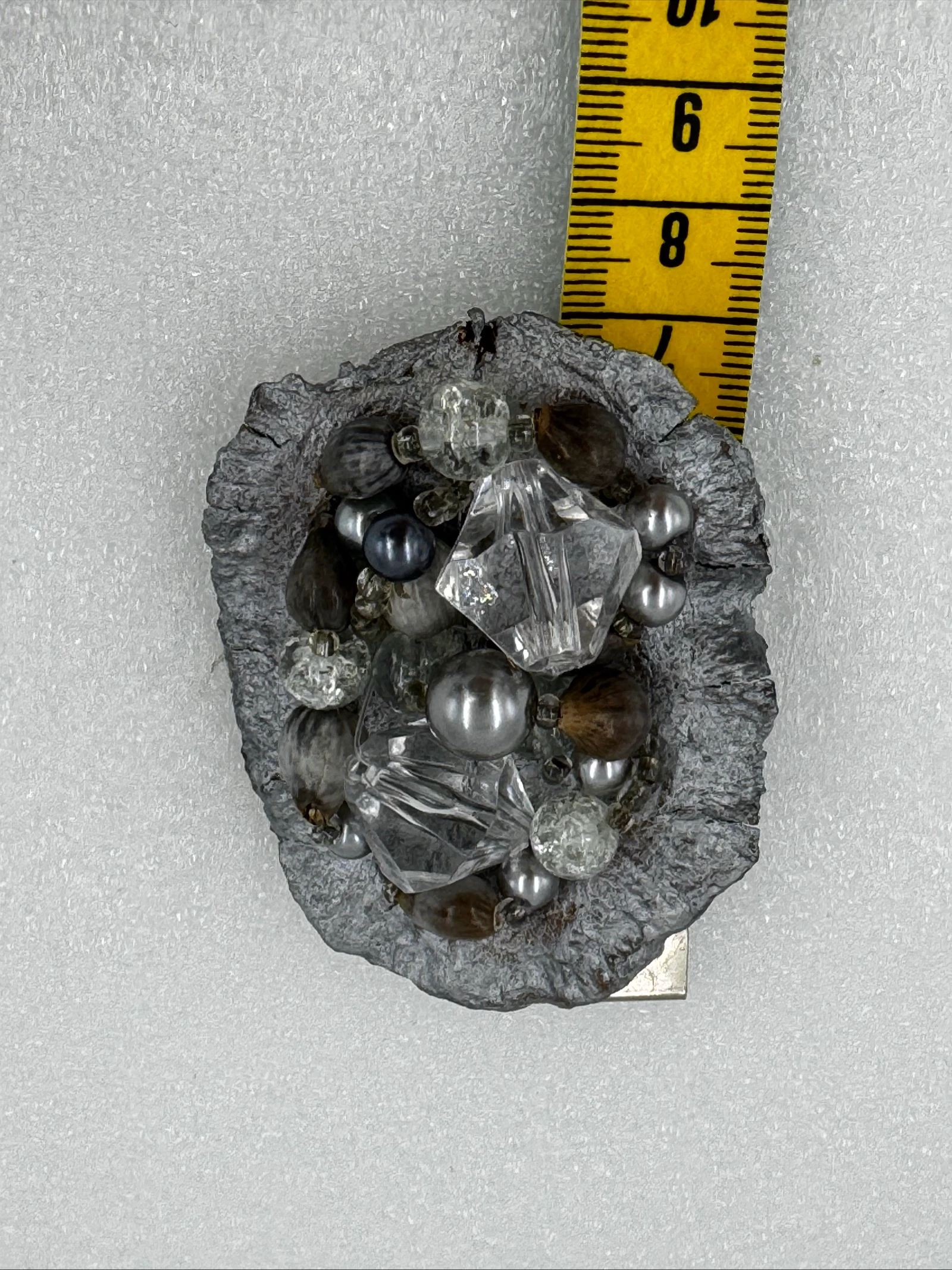Broche única con cristales y perlas - Hecha a mano – photo 3